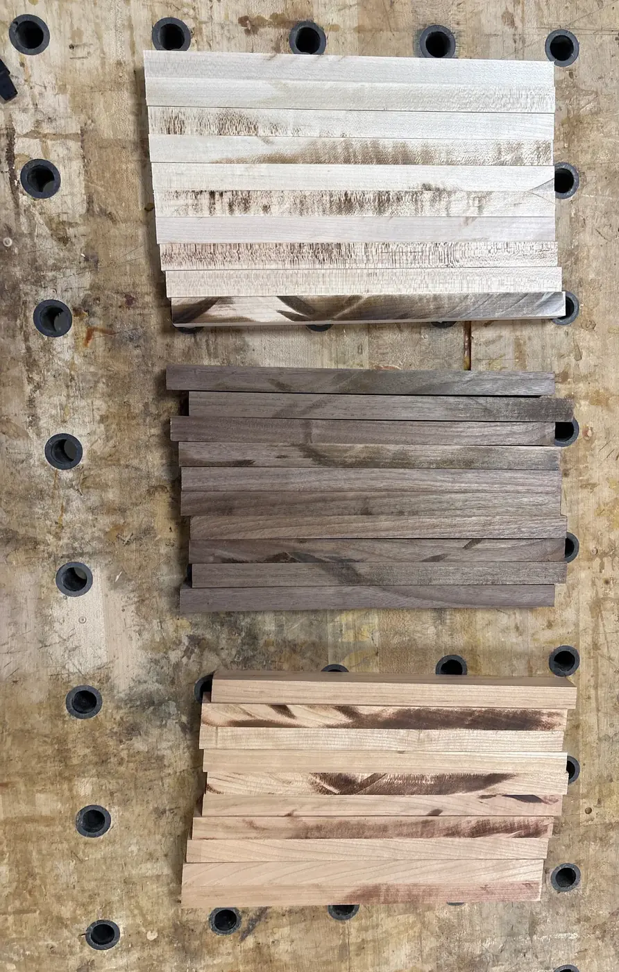 Strips sorted before glue-up.