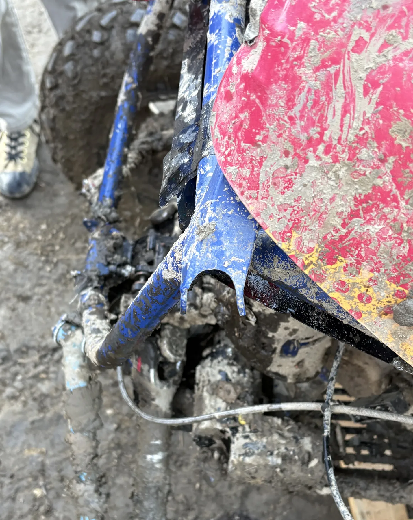 Damage at the rear of the car.